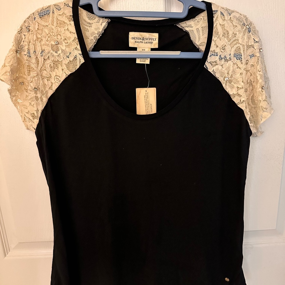 NWT Ralph Lauren Black Top size M